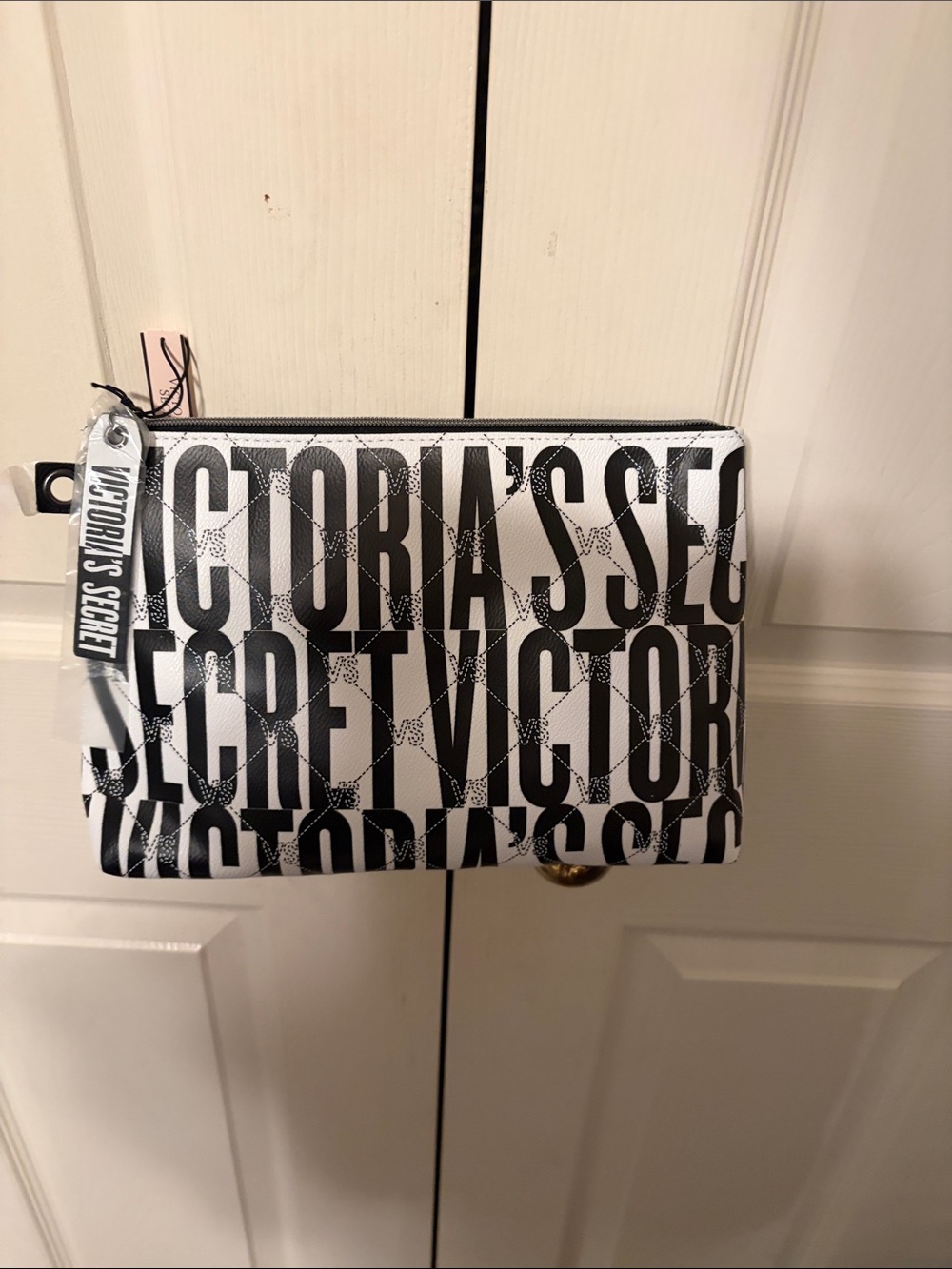 Victoria's Secret Black & White Logo Wristlet Pouch